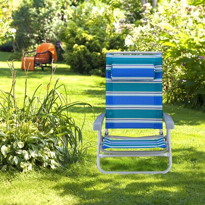 Artikelbild 5 für relaxdays Liegestuhl mit Armlehnen blau, 1 St., Artikelnummer 768172