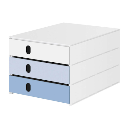 Artikelbild für styro Schubladenbox styroval pro feelings Snowflake weiß, hellblau, blau 14-8050.Sn, DIN A4 mit 3 Schubladen, 1 St., Artikelnummer 380958