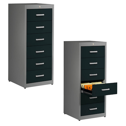 Artikelbild für mauser client entry Karteischrank alu, anthrazitgrau 6 Schubladen 55,2 x 60,0 x 135,0 cm, 1 St., Artikelnummer 259388