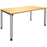 Artikelbild 1 für fm Sidney höhenverstellbarer Schreibtisch buche rechteckig, 4-Fuß-Gestell Rundrohr silber 160,0 x 80,0 cm, Artikelnummer 135861