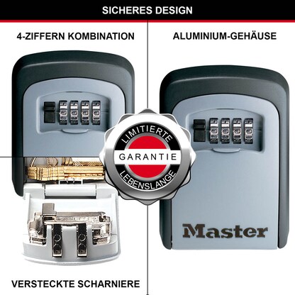 Artikelbild 9 für Master Lock® 5401EURD Schlüsseltresor grau, Zahlenschloss, 8,5 x 3,6 x 11,9 cm, 1 St., Artikelnummer 727402