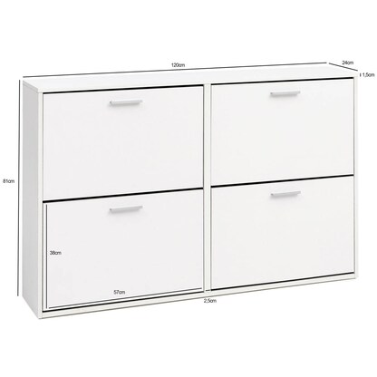 Artikelbild für WOHNLING Schuhschrank, WL5.829 weiß 4 Fachböden 120,0 x 24,0 x 81,0 cm, Artikelnummer 908733
