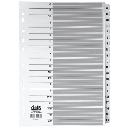Artikelbild für dots Ordnerregister Mylar DIN A4 Vollformat A-Z weiß 20-teilig, 1 Satz, Artikelnummer 486928