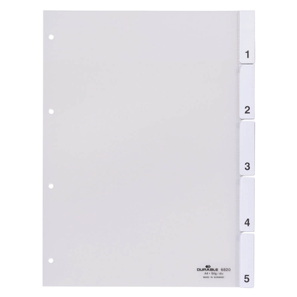 Artikelbild 2 für DURABLE Ordnerregister DIN A4 Vollformat 1-5 transparent 5-teilig, 1 Satz, Artikelnummer 147272