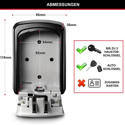 Artikelbild 10 für Master Lock® 5401EURD Schlüsseltresor grau, Zahlenschloss, 8,5 x 3,6 x 11,9 cm, 1 St., Artikelnummer 727402