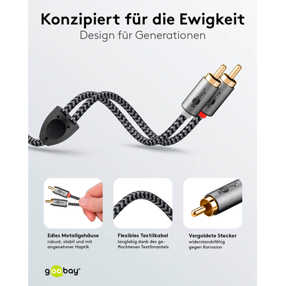 Artikelbild 8 für goobay Cinch Kabel 1,0 m silber, schwarz, 1 St., Artikelnummer 656007