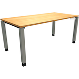 Artikelbild 1 für fm Sidney höhenverstellbarer Schreibtisch buche rechteckig, 4-Fuß-Gestell Quadratrohr silber 160,0 x 80,0 cm, Artikelnummer 135911