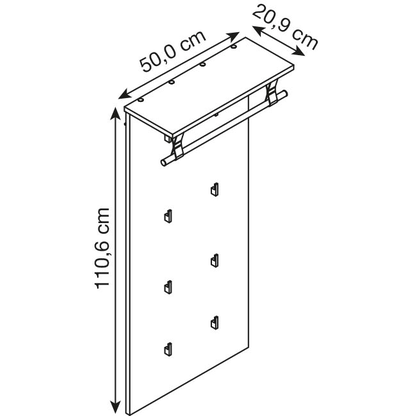 Artikelbild 3 für MÖBELPARTNER Wandgarderobe Hank 157120 eiche Holz 8 Haken 50,0 x 110,6 cm, Artikelnummer 255119