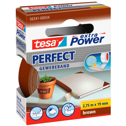 Artikelbild 2 für tesa extra Power® Perfect Gewebeband braun 19,0 mm x 2,75 m 1 Rolle, Artikelnummer 587170