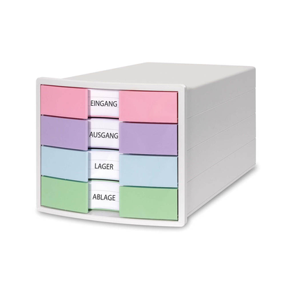 Artikelbild 3 für HAN Schubladenbox IMPULS rosa, lila, blau, grün 1012-129D, DIN A4 mit 4 Schubladen, 1 St., Artikelnummer 372346