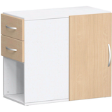 Artikelbild 1 für geramöbel Flex Standcontainer weiß, buche 2 Auszüge Stahl-Bügelgriff silber 80,0 x 42,0 x 72,0 cm, Artikelnummer 876223