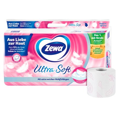 Artikelbild für Zewa Toilettenpapier Ultra Soft 4-lagig, 8 Rollen, Artikelnummer 614622