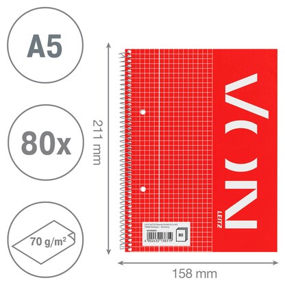 Artikelbild 4 für VON LEITZ Collegeblock kariert DIN A5 mit Randlinie (innen), 1 St., Artikelnummer 636116