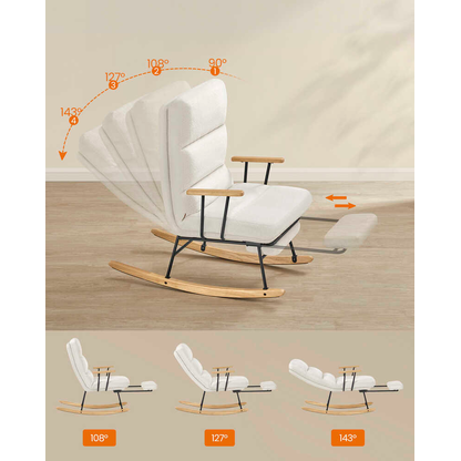 Artikelbild 4 für SONGMICS Schaukelstuhl creme schwarz, natur Metall 58,0 x 97,0/151,0 x 100,0 cm, 1 St., Artikelnummer 760767