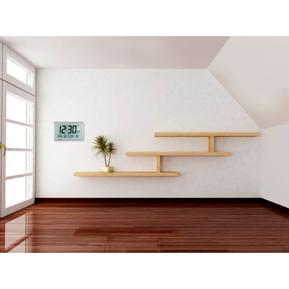 Artikelbild 2 für PEWETA digitale Funkwanduhr DCF77 silber Kunststoff 41,0 x 27,0 cm, Artikelnummer 140835