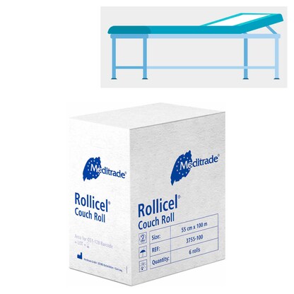 Artikelbild für Meditrade® Ärztekrepp ROLLICEL® 2-lagig weiß 55,0 cm x 100,0 m, 6 Rollen, Artikelnummer 242189