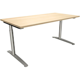 Artikelbild 1 für fm fastline höhenverstellbarer Schreibtisch königsahorn rechteckig, C-Fuß-Gestell Rundrohr silber 160,0 x 80,0 cm, Artikelnummer 135554