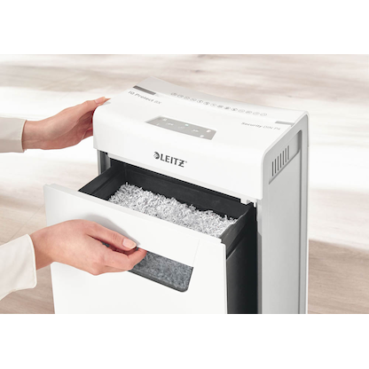 Artikelbild 8 für LEITZ IQ 8X Protect Premium Aktenvernichter mit Partikelschnitt P-4, 4 x 40 mm, bis 8 Blatt, weiß, Artikelnummer 436471