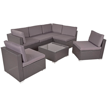 Artikelbild für Garden Pleasure Loungegruppe SANSIBAR grau, silber Kunststoff, Metall, 18-teilig, Artikelnummer 897746