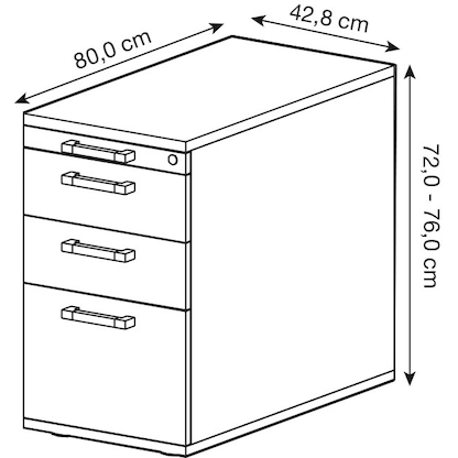 Artikelbild 2 für HAMMERBACHER Solid Standcontainer buche 4 Auszüge Stahl-Bügelgriff chrom, gebürstet 42,8 x 80,0 x 72,0 - 76,0 cm, Artikelnummer 593362