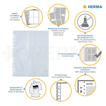 Artikelbild 11 für HERMA Fotosichthüllen Fotophan 10x15 cm weiß genarbt, 10 St., Artikelnummer 702631