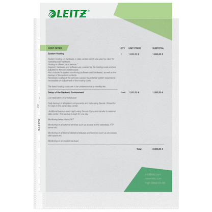Artikelbild 4 für LEITZ Prospekthüllen 4797 DIN A4 transparent genarbt 0,085 mm, 100 St., Artikelnummer 383188