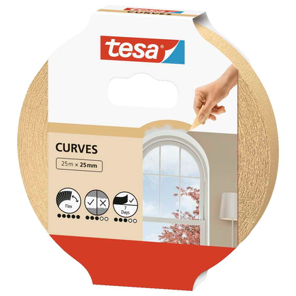 Artikelbild 2 für tesa KURVEN Kreppband beige 25,0 mm x 25,0 m 1 Rolle, Artikelnummer 723959