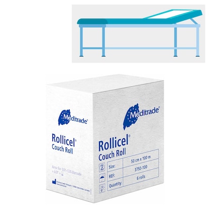 Artikelbild für Meditrade® Ärztekrepp ROLLICEL® 2-lagig weiß 50,0 cm x 100,0 m, 6 Rollen, Artikelnummer 242277
