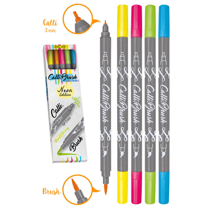 Artikelbild 4 für ONLINE® Calli.Brush Double Neon Brush-Pens farbsortiert, 5 St., Artikelnummer 283842