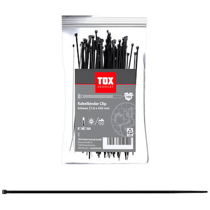 Artikelbild für TOX Kabelbinder Clip schwarz 450,0 mm x 7,6 mm, 100 St., Artikelnummer 560478