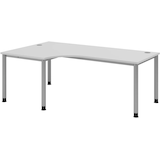 Artikelbild 1 für HAMMERBACHER HS82 höhenverstellbarer Schreibtisch lichtgrau L-Form, 5-Fuß-Gestell silber 200,0 x 80,0/120,0 cm, Artikelnummer 355578