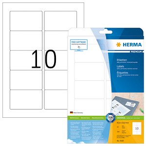 HERMA Etiketten 5028 weiß 83,8 x 50,8 mm, 25 Blatt