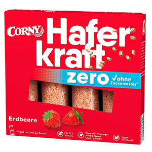 CORNY Haferkraft zero Erdbeere Müsliriegel 4 Riegel