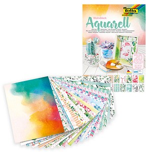 folia Motivblock AQUARELL farbsortiert 270 g/qm 20 Blatt