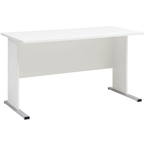 MÖBELPARTNER Cimal Schreibtisch weiß rechteckig, C-Fuß-Gestell silber 140,0 x 65,0 cm