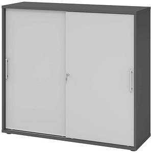 HAMMERBACHER Schiebetürenschrank, V1753S/G/5/RE grafit, grau 2 Fachböden 120,0 x 40,0 x 110,0 cm