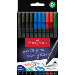 FABER-CASTELL Grip Office Fineliner farbsortiert 0,4 mm, 10 St.