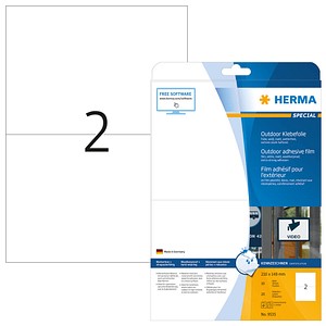 20 HERMA Folien-Kraftklebe-Etiketten 9535 weiß 210,0 x 148,0 mm