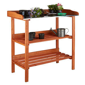 relaxdays Pflanztisch orange 92,0 x 41,0 x 86,0 cm