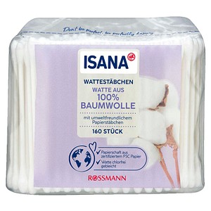 ISANA Wattestäbchen weiß, 160 St.