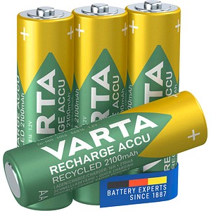 VARTA Akkus RECHARGE ACCU Recycled Ni-MH Mignon AA 2.100 mAh, 4 St.