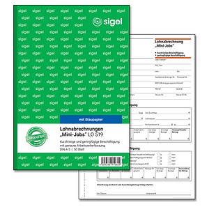 SIGEL Lohnabrechnung für geringfügig/kurzfristig Beschäftigte Formularbuch LO519, 1 St.