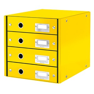 LEITZ Schubladenbox Click & Store gelb DIN A4 mit 4 Schubladen