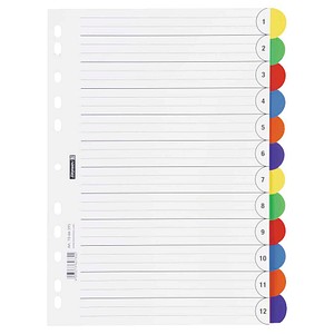BRUNNEN Ordnerregister OFFICE TO GO DIN A4 Vollformat blanko weiß 12-teilig, 1 Satz
