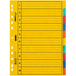 BRUNNEN Ordnerregister FACT!plus DIN A4 Vollformat blanko gelb 10-teilig, 1 Satz