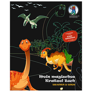 URSUS® Kratzbuch Drachen und Dinos mehrfarbig