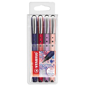STABILO worker®+ medium NatureCOLORS Wildflower Tintenroller preußischblau, burgunderrot, grauviolett, rouge 0,5 mm, Schreibfarbe: blau, 4 St.