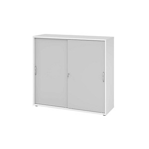 HAMMERBACHER Schiebetürenschrank 1753S, V1753S/W/5/BM lichtgrau, weiß 2 Fachböden 120,0 x 40,0 x 110,0 cm