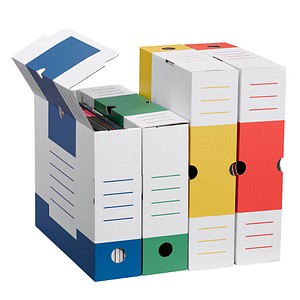 8 Cartonia Archivboxen je 2x blau, rot, grün, gelb 8,3 x 34,0 x 25,2 cm