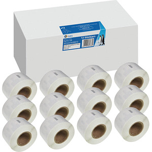 Etikettenrollen für Etikettendrucker ersetzt Dymo S0722370/99010 weiß, 28,0 x 89,0 mm, 12 x 130 Etiketten